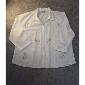 R & B 3/4 Sleeve Button Up Blouse, 2X